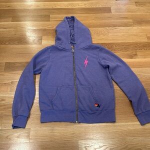 Aviator Nation Bolt 2 Hoodie in Lavender with Hot Pink.  Size medium